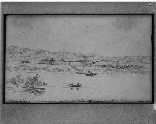 Seth Eastman drawing; Drawing: Fort Crawford at Pairie du Chien; October 1829