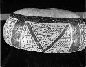 Gourd bowl/ with bird and geometric motifs./ Pyroengraved