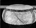 Gourd bowl/ with bird and geometric motifs./ Pyroengraved