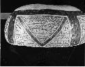 Gourd bowl/ with bird and geometric motifs./ Pyroengraved