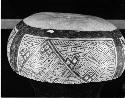 Gourd bowl/ with bird and geometric motifs./ Pyroengraved