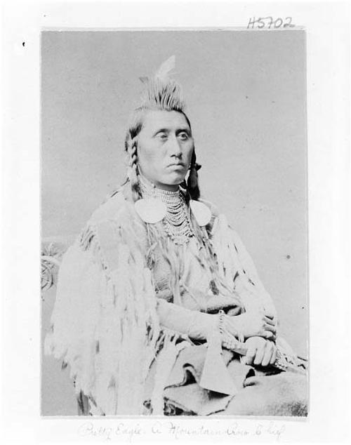 Pretty Eagle, A Mountain Crow Chief. "One of six Crow Indian chiefs whom I met in Washington with Major Keller (Charlie's Agent) May 1880"
