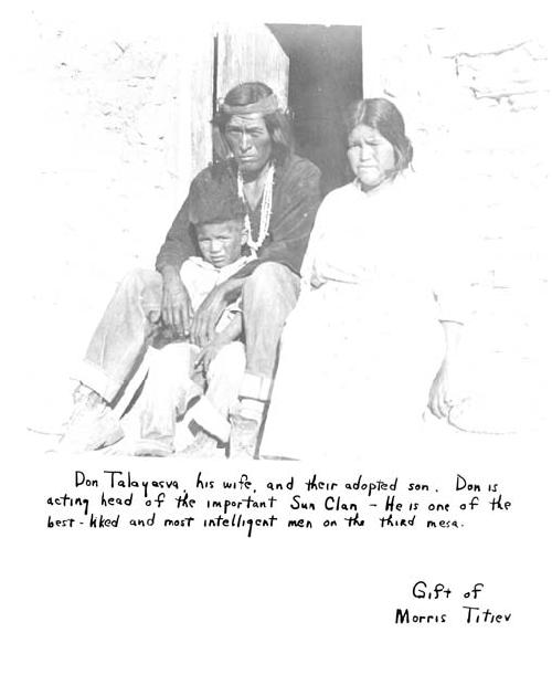 Don Talayesva, head of Sun Clan, with his wife and son