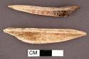 Bone awls. length: 5.9 and 6.3 cm.