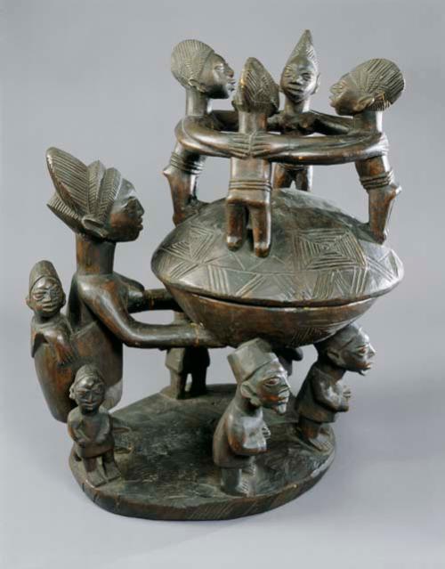 Hospitality bowl with lid and human figures