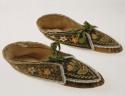Pair of child's moccasins with moosehair embroidery