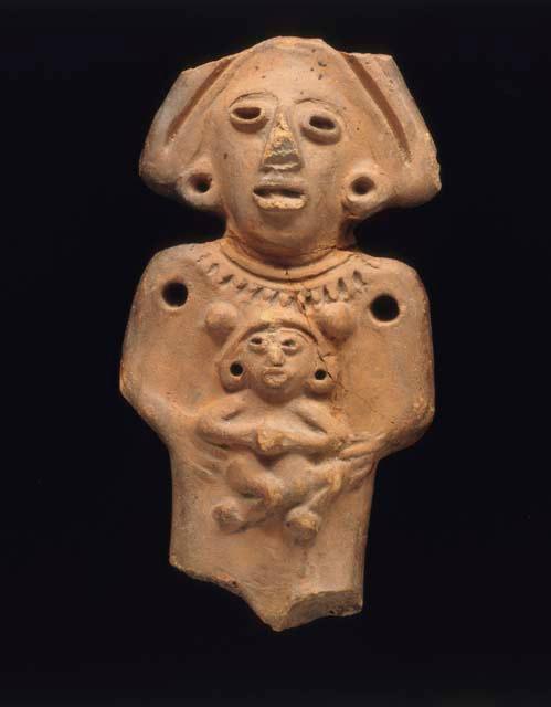 Terra cotta figurine of woman carrying child