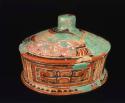 Covered dish with stucco or paint overlay (Cover pot 6, Dish pot 7)