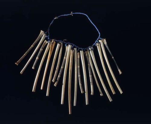 Necklace of incised Pelican bone flutes