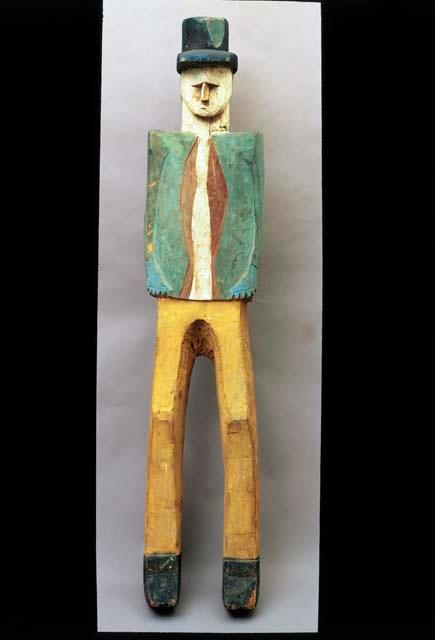 Large painted wooden doll effigy of man