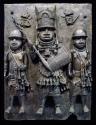 Plaque depicting chief flanked by two warriors