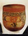 Complete ceramic jar, polychrome, flat base