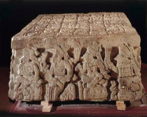 Cast of part of Altar Q, Copan; west, front