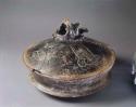 Blackware lidded effigy bowl