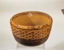 Yojoa polychrome pottery bowl, dimpled base & bnad of textile design - Bold Geom