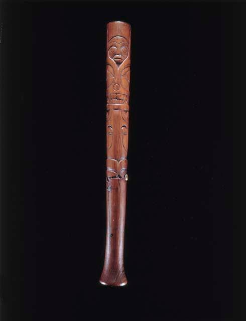 Carved wooden baton used by song leader to keep time for singers. Typical style