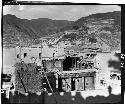 Buildings and mountains