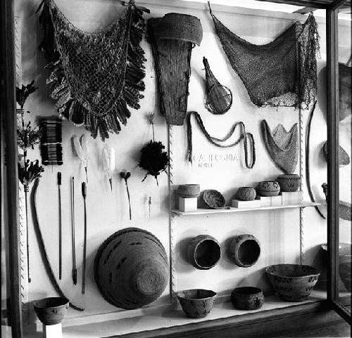 Miwok display case. Peabody Museum Cases 95 & 96, Rm. 15