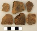 Ceramic, earthenware body sherds, incised and undecorated, shell and grit tempered