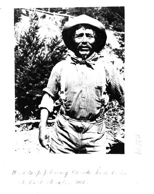 Red Cap Johnny, Karok Indian; Lives at Fort Butler