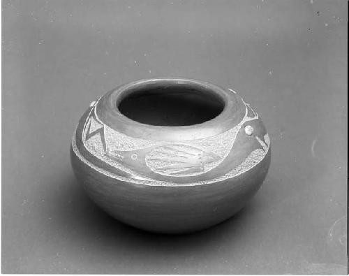 Sgrafittoed Bowl with turquoise; avanyu motif