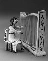 Polychrome-on-off-white three piece harp set