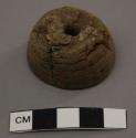 Wooden circular spindle whorl