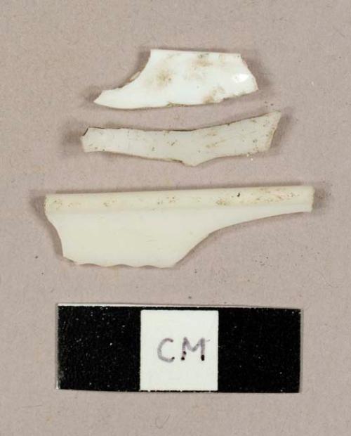 White plastic fragments, including one possible spoon or spork fragment
