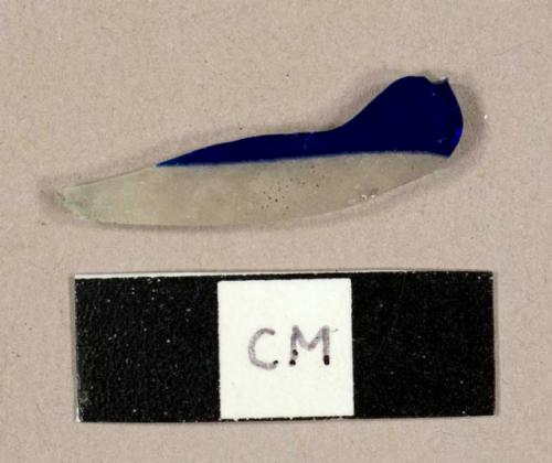 Cobalt and frosted colorless flat glass fragment