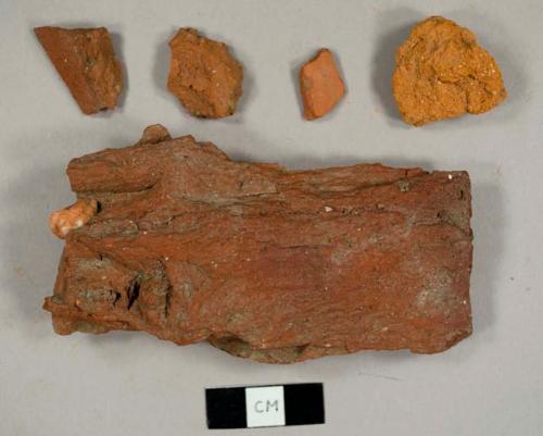Handmade red and orange brick fragments