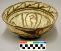 Polychrome pottery bowl - black, red, white