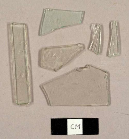 Colorless flat glass fragments