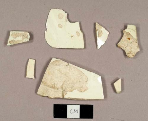 Creamware sherds, including one teacup rim sherd