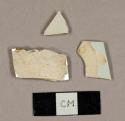 Pearlware sherds, including one with handpainted decorations on one side