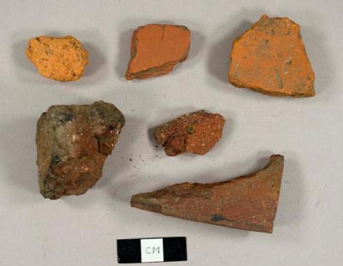 Red and orange brick fragments, including some tile fragments