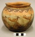 Jar, polacca polychrome style c. animal design.