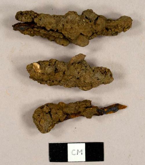 Iron nails and nail fragments, including at least one handwrought nail