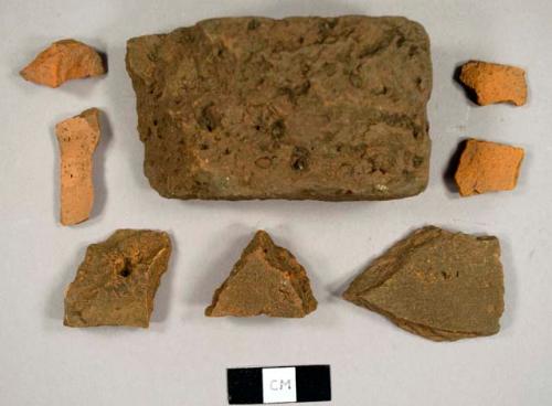 Brick fragments, including some possibly handmade bricks