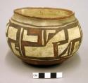 Jar, polacca polychrome style c. linear design. 10.0 x 14.2 cm.