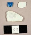 Pearlware sherds, including a flow blue plate rim sherd