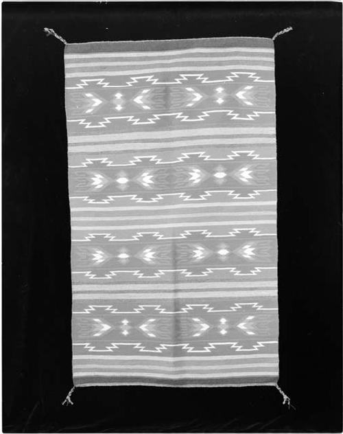 Crystal style rug -- bands of stacked diamond forms, horizontal zig-zag lines