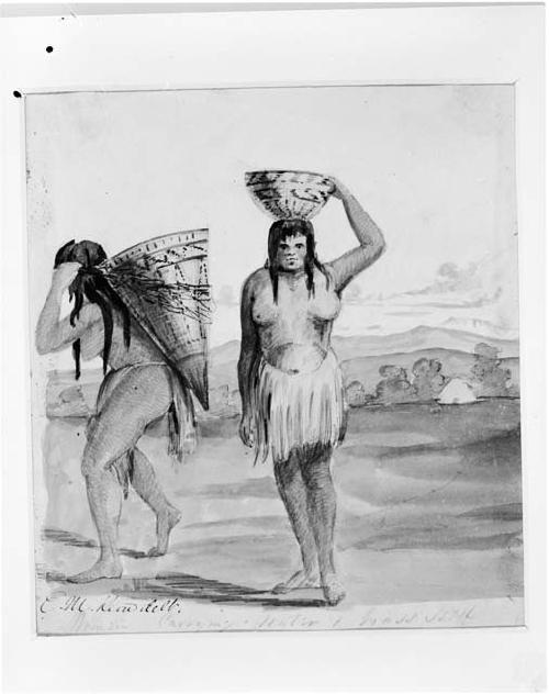 Woman carrying water and grass seed (41-72-10/406)