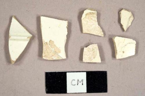 Creamware sherds, including one with molded ridge