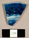 Hand-painted blue on white Chinese porcelain rim sherd to a saucer