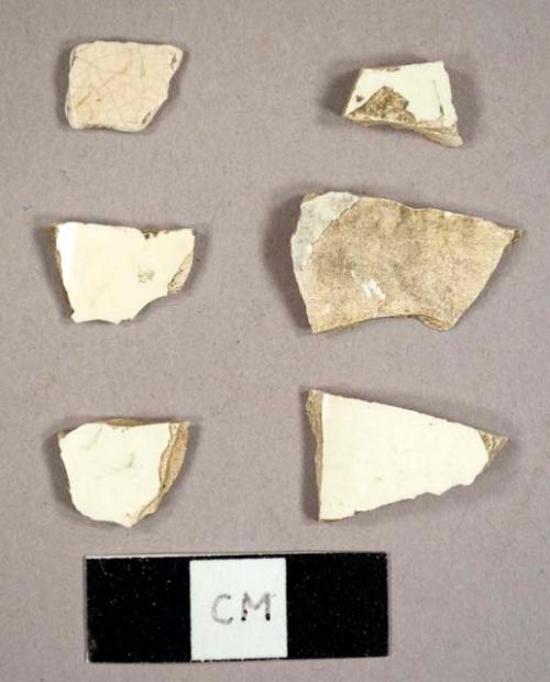 Creamware sherds, including one tin-glazed earthenware sherd