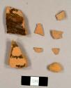 Lead glazed refined redware sherds, including one rim to a possible mug