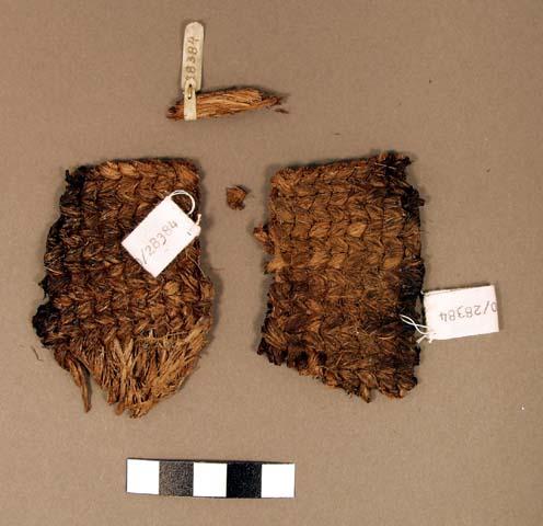 Fiber knot and sandal fragments