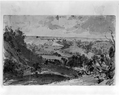 Watercolor by Seth Eastman; View of Fort Snelling