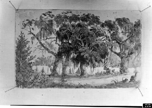 Copy of watercolor of encampment of the 1st Inft - At Sarasota, Florida, 1841.