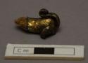 hindquarters of animal & recurved tail frag.head of animal & cast gold armadillo